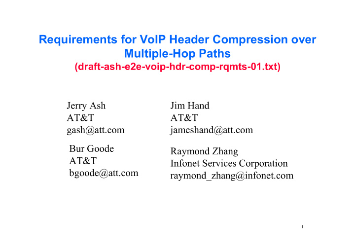 requirements for voip header compression over multiple