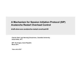 A Mechanism for Session Initiation Protocol (SIP) Avalanche Restart Overload Control