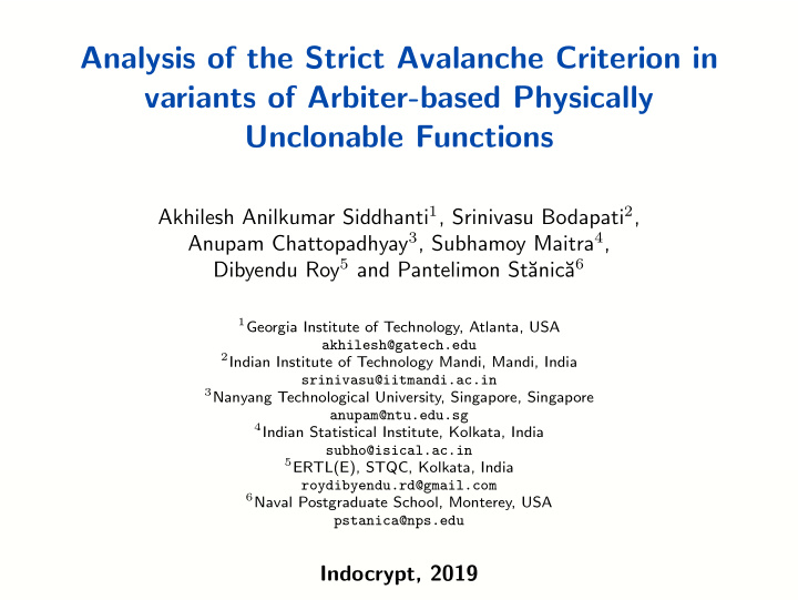 analysis of the strict avalanche criterion in variants of