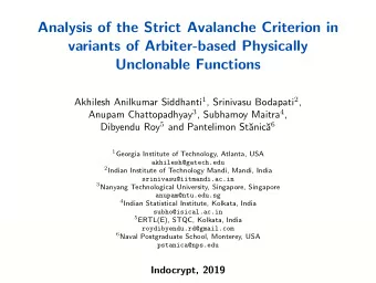 Analysis of the Strict Avalanche Criterion in  variants of Arbiter-based Physically  Unclonable