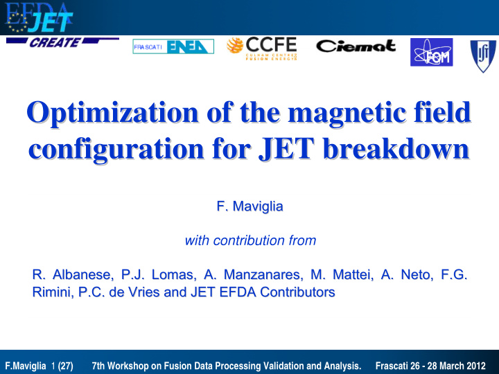 optimization of the magnetic field optimization of the