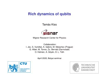 Rich dynamics of qubits  Tams Kiss  Wigner Research Center for Physics  Collaboration:  I. Jex,
