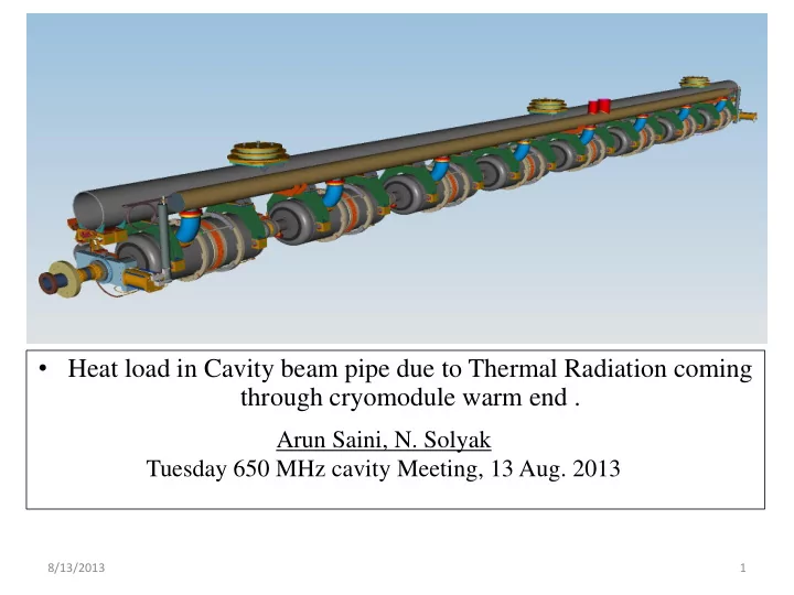 heat load in cavity beam pipe due to thermal radiation