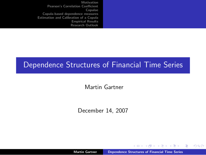 dependence structures of financial time series
