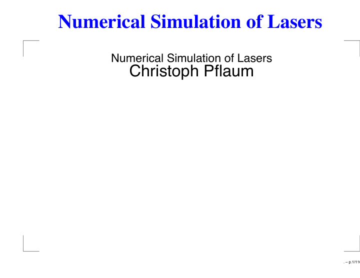 numerical simulation of lasers