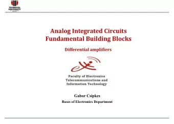 Analog Integrated Circuits  Fundamental Building Blocks  Fundamental Building Blocks  Differential
