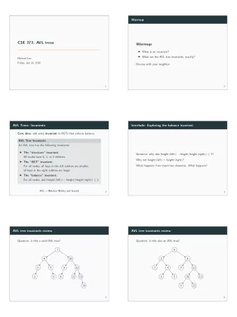 CSE 373: AVL trees  Question: is this also an AVL tree?  2  5  6  10  9  8  12  11  13  14  5  AVL