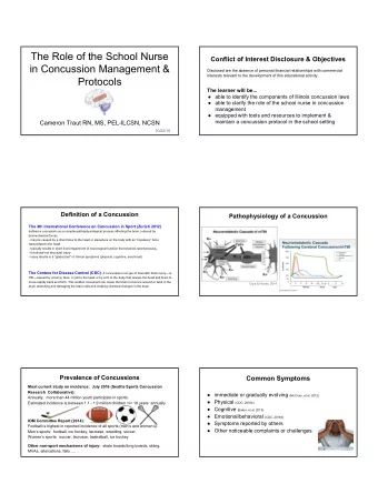 The Role of the School Nurse  Conflict of Interest Disclosure &amp; Objectives  in Concussion