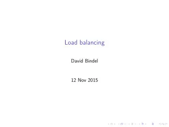 Load balancing  David Bindel  12 Nov 2015  Inefficiencies in parallel code  Poor single