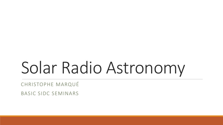 solar radio astronomy