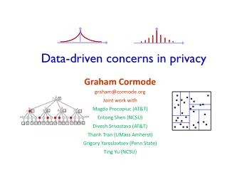 Data-driven concerns in privacy  Graham Cormode  graham@cormode.org  graham@cormode.org  Joint work