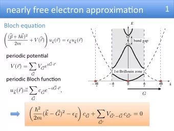 nearly  free  electron  approxima0on    Bloch  equa0on    E  ! ( b p + ~ ~ k ) 2