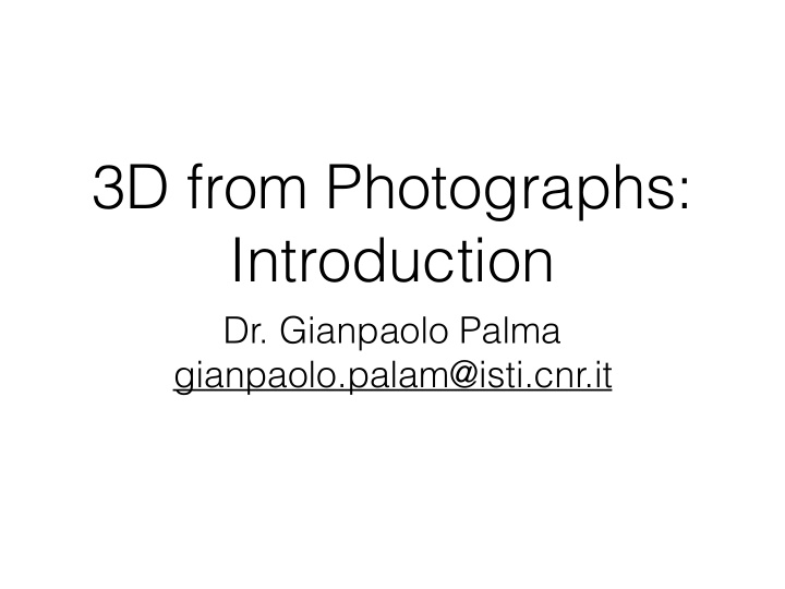 3d from photographs introduction