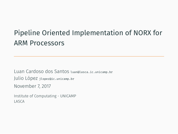 pipeline oriented implementation of norx for arm