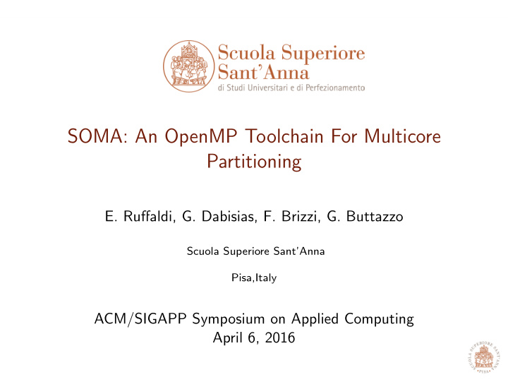 soma an openmp toolchain for multicore partitioning