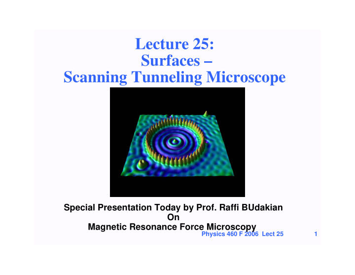 lecture 25 surfaces scanning tunneling microscope