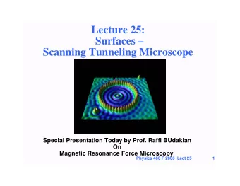 Lecture 25:  Surfaces   Scanning Tunneling Microscope  Special Presentation Today by Prof. Raffi