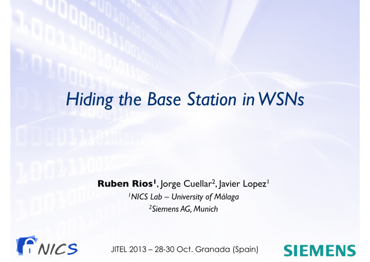hiding the base station in wsns