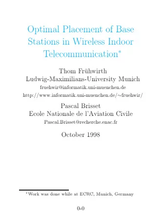 Optimal  Placemen  t  of  Base  Stations  in  Wireless  Indo  or  T  elecomm  unication    Thom