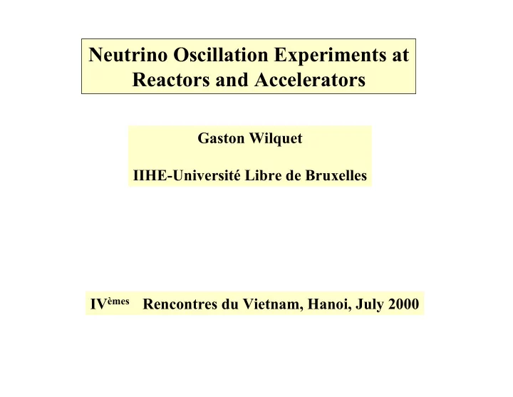 neutrino oscillation experiments at reactors and
