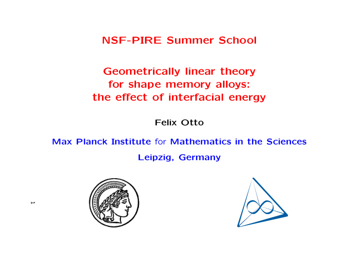 nsf pire summer school geometrically linear theory for