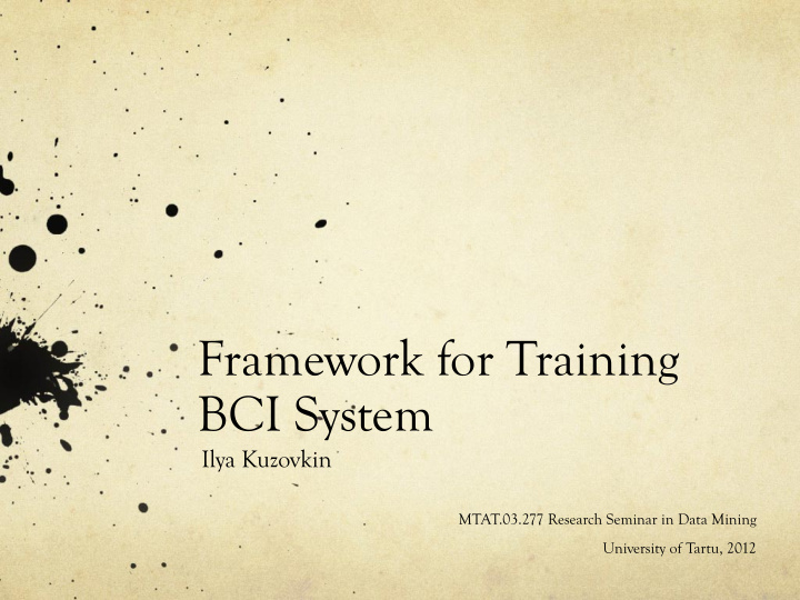 framework for training bci system