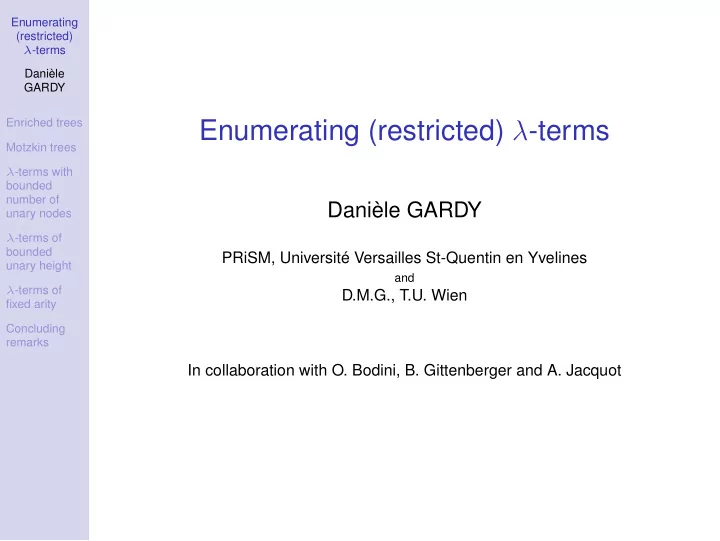 enumerating restricted terms