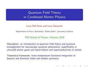 Quantum Field Theory  in Condensed Matter Physics  Luca DellAnna and Luca Salasnich