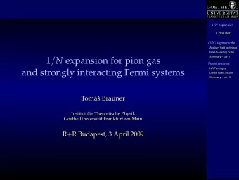 1 / N expansion for pion gas  Fermi systems  NR Fermi gas  and strongly interacting Fermi systems