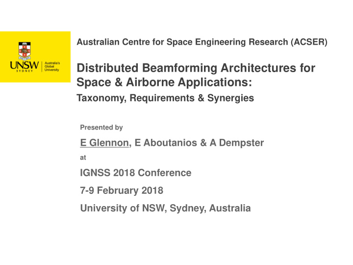 distributed beamforming architectures for space airborne