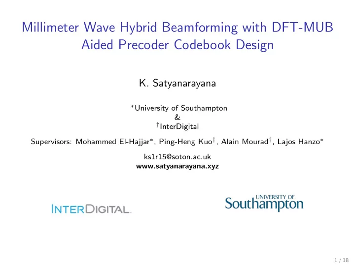 millimeter wave hybrid beamforming with dft mub aided