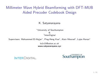 Millimeter Wave Hybrid Beamforming with DFT-MUB  Aided Precoder Codebook Design  K. Satyanarayana