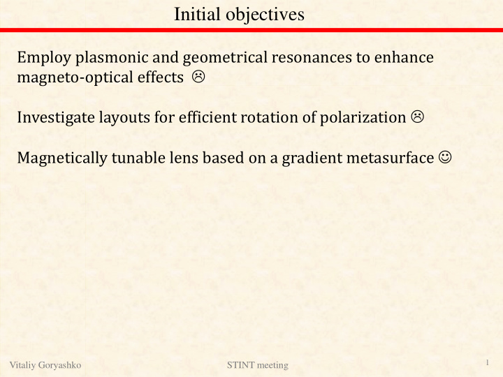 initial objectives