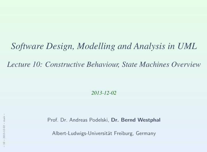 software design modelling and analysis in uml