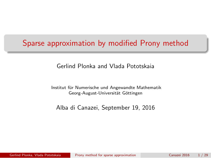 sparse approximation by modified prony method
