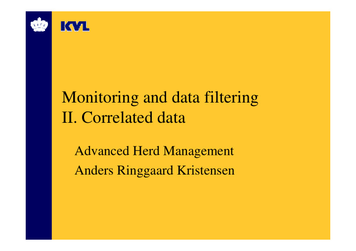 monitoring and data filtering ii correlated data