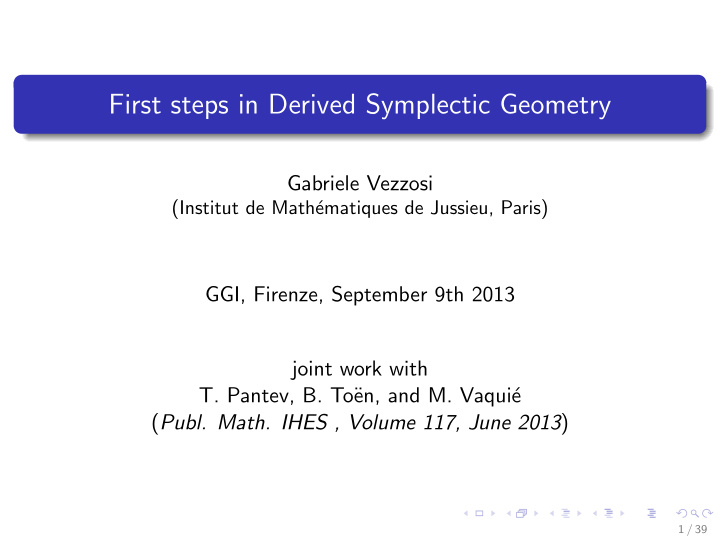 first steps in derived symplectic geometry