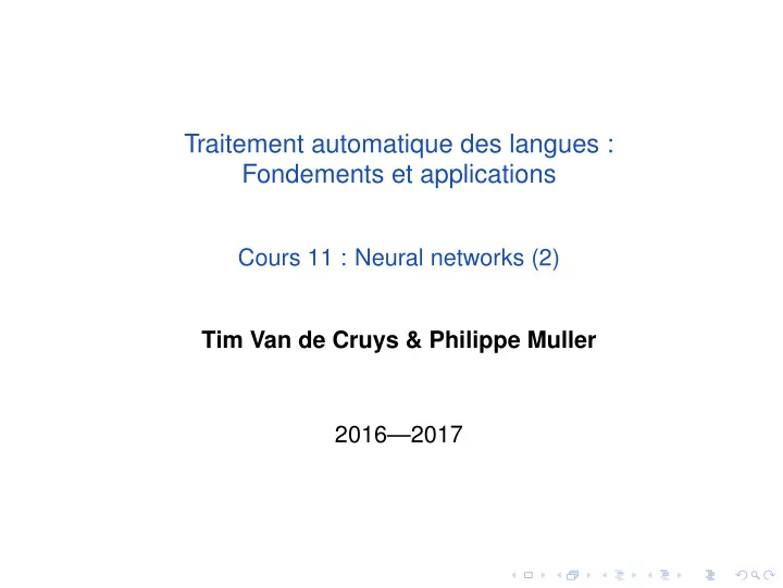 traitement automatique des langues fondements et