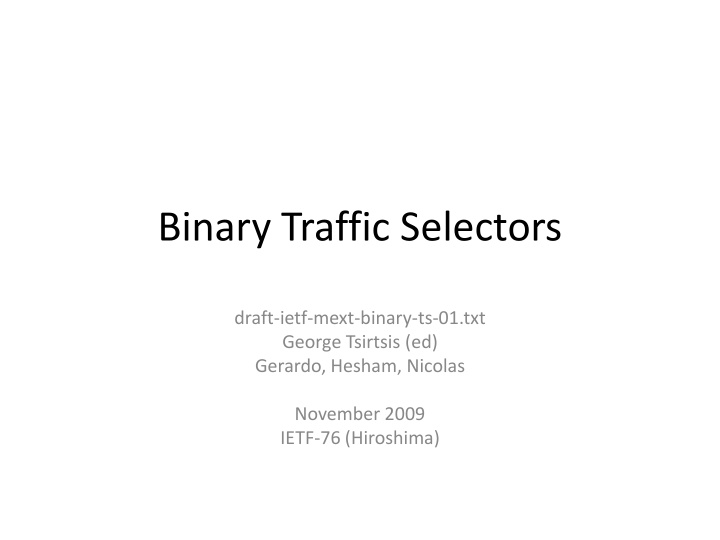 binary traffic selectors
