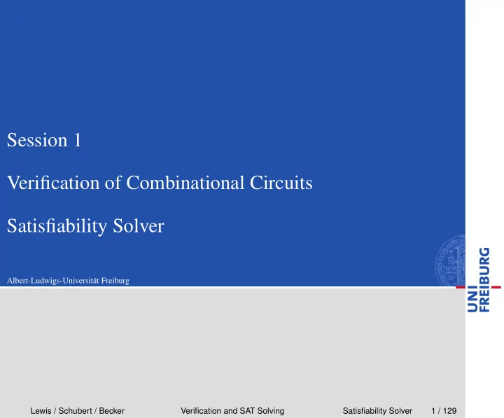 session 1 verification of combinational circuits