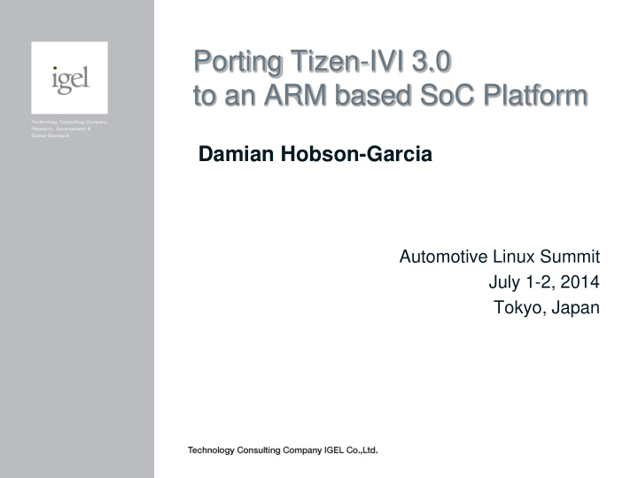 porting tizen ivi 3 0 to an arm based soc platform