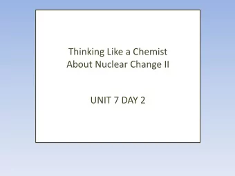 About Nuclear Change II  UNIT 7 DAY 2  What are we going to learn today?  Types of Nuclear Changes
