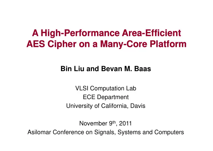 a high a high performance area performance area efficient