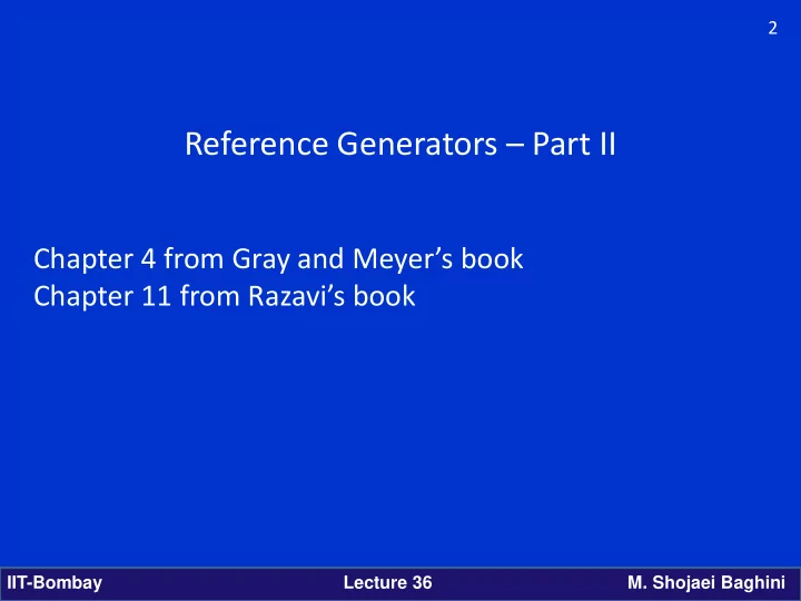 reference generators part ii