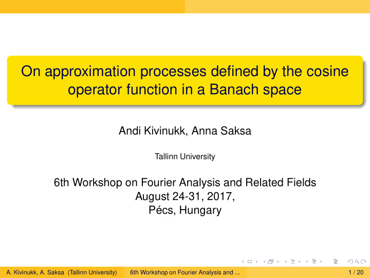 on approximation processes defined by the cosine operator