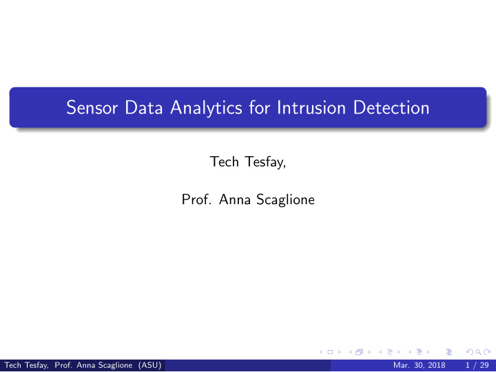 sensor data analytics for intrusion detection