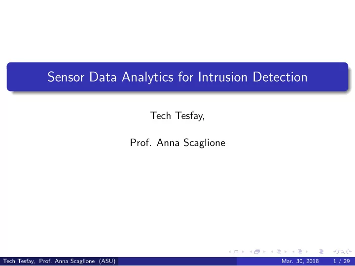 sensor data analytics for intrusion detection
