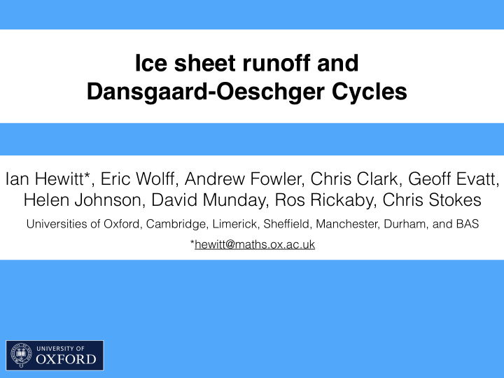 ice sheet runoff and dansgaard oeschger cycles