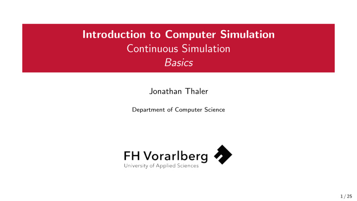 introduction to computer simulation continuous simulation