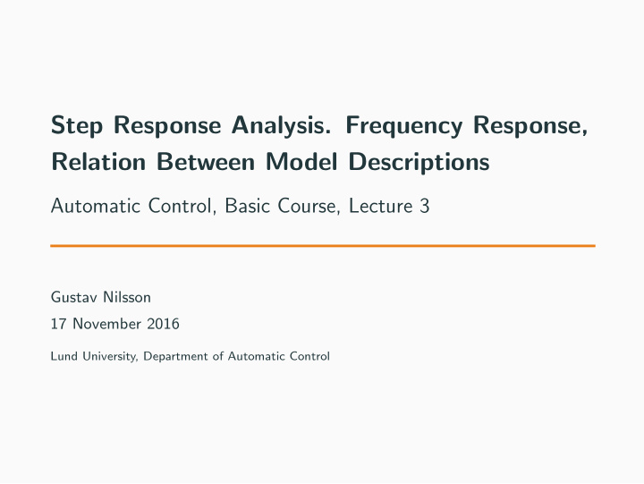 step response analysis frequency response relation